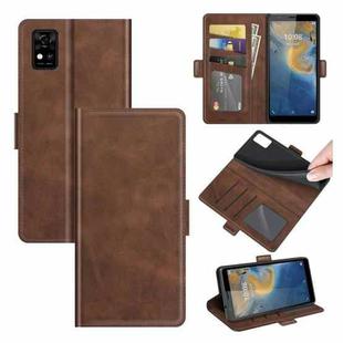 For ZTE Blade A31 Dual-side Magnetic Buckle Horizontal Flip Leather Case with Holder & Card Slots & Wallet(Brown)