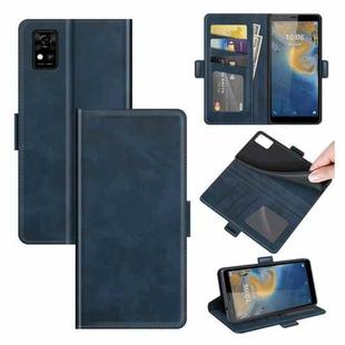 For ZTE Blade A31 Dual-side Magnetic Buckle Horizontal Flip Leather Case with Holder & Card Slots & Wallet(Dark Blue)