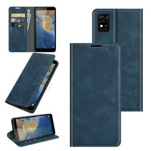 For ZTE Blade A31 Retro-skin Business Magnetic Suction Leather Case with Holder & Card Slots & Wallet(Dark Blue)