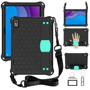 For Lenovo Tab M10 TB-X505X/F Honeycomb Design EVA + PC Material Four Corner Anti Falling Flat Protective Shell with Strap(Black+Aqua)