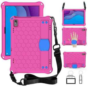 For Lenovo Tab M10 TB-X505X/F Honeycomb Design EVA + PC Material Four Corner Anti Falling Flat Protective Shell with Strap(RoseRed+Blue)
