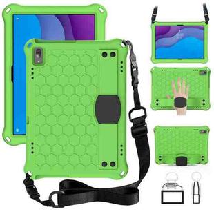 For Lenovo Tab M10 TB-X505X/F Honeycomb Design EVA + PC Material Four Corner Anti Falling Flat Protective Shell with Strap(Green+Black)