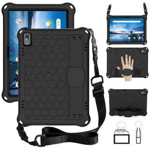 For Lenovo Smart Tab M10 TB-605F Honeycomb Design EVA + PC Material Four Corner Anti Falling Flat Protective Shell with Strap(Black+Black)