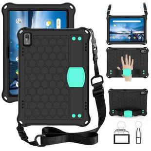 For Lenovo Smart Tab M10 TB-605F Honeycomb Design EVA + PC Material Four Corner Anti Falling Flat Protective Shell with Strap(Black+Aqua)