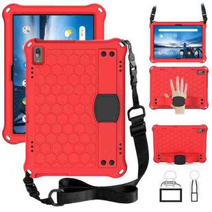 For Lenovo Smart Tab M10 TB-605F Honeycomb Design EVA + PC Material Four Corner Anti Falling Flat Protective Shell with Strap(Red+Black)