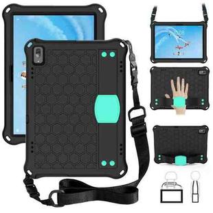 For Lenovo Tab P10 TB-X705F/L Honeycomb Design EVA + PC Material Four Corner Anti Falling Flat Protective Shell with Strap(Black+Aqua)