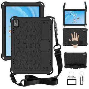 For Lenovo Tab E10 TB-X104F Honeycomb Design EVA + PC Material Four Corner Anti Falling Flat Protective Shell with Strap(Black+Black)