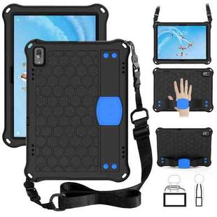 For Lenovo Tab E10 TB-X104F Honeycomb Design EVA + PC Material Four Corner Anti Falling Flat Protective Shell with Strap(Black+Blue)