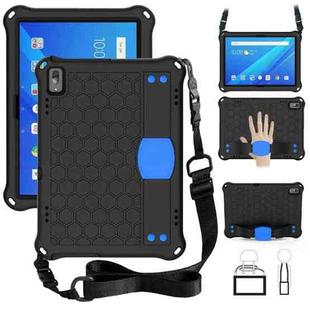 For Lenovo Tab 4 10 Plus TB-X704F/N/L/V Honeycomb Design EVA + PC Material Four Corner Anti Falling Flat Protective Shell with Strap(Black+Blue)