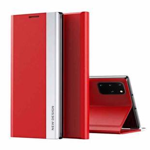 For Samsung Galaxy S20 Side Electroplated Magnetic Ultra-Thin Horizontal Flip Leather Case with Holder(Red)