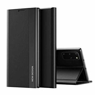 For Samsung Galaxy S20 Plus Side Electroplated Magnetic Ultra-Thin Horizontal Flip Leather Case with Holder(Black)