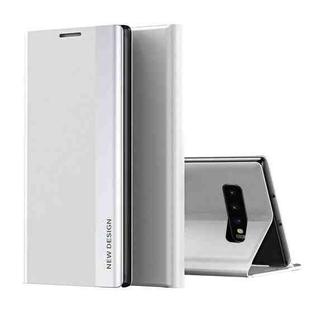 For Samsung Galaxy S10 Plus Side Electroplated Magnetic Ultra-Thin Horizontal Flip Leather Case with Holder(Silver)