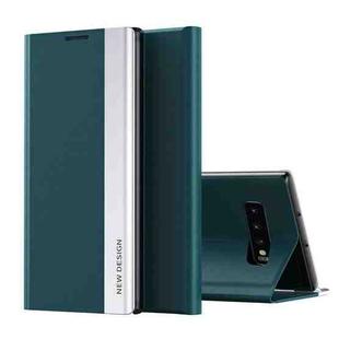 For Samsung Galaxy S10 Plus Side Electroplated Magnetic Ultra-Thin Horizontal Flip Leather Case with Holder(Green)