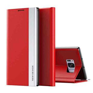 For Samsung Galaxy S8 Plus Side Electroplated Magnetic Ultra-Thin Horizontal Flip Leather Case with Holder(Red)