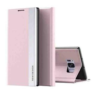 For Samsung Galaxy S8 Plus Side Electroplated Magnetic Ultra-Thin Horizontal Flip Leather Case with Holder(Pink)