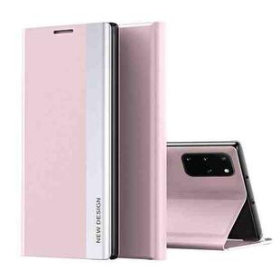 For Samsung Galaxy Note20 Side Electroplated Magnetic Ultra-Thin Horizontal Flip Leather Case with Holder(Pink)