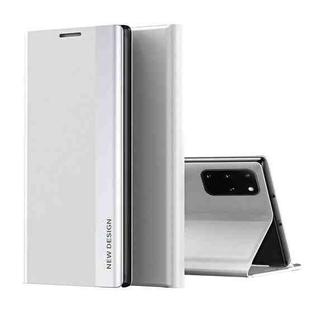 For Samsung Galaxy M51 Side Electroplated Magnetic Ultra-Thin Horizontal Flip Leather Case with Holder(Silver)