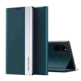 For Samsung Galaxy A71 4G Side Electroplated Magnetic Ultra-Thin Horizontal Flip Leather Case with Holder(Green)
