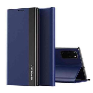 For Samsung Galaxy A71 5G Side Electroplated Magnetic Ultra-Thin Horizontal Flip Leather Case with Holder(Dark Blue)