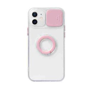 Sliding Camera Cover Design TPU Protective Case with Ring Holder For iPhone 13 Pro(Pink)