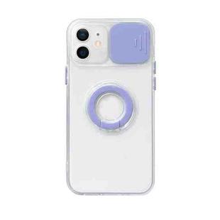 Sliding Camera Cover Design TPU Protective Case with Ring Holder For iPhone 13 Pro(Purple)