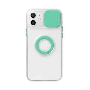 Sliding Camera Cover Design TPU Protective Case with Ring Holder For iPhone 13(Green)