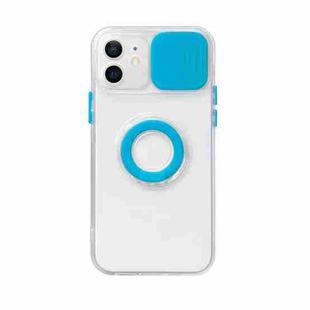 Sliding Camera Cover Design TPU Protective Case with Ring Holder For iPhone 13(Blue)