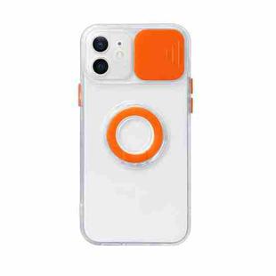 Sliding Camera Cover Design TPU Protective Case with Ring Holder For iPhone 13(Orange)