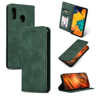 Retro Skin Feel Business Magnetic Horizontal Flip Leather Case for Samsung Galaxy A20 & A30(Army Green)