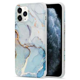 For iPhone 13 Pro Max Four Corners Shocproof Flow Gold Marble IMD Back Cover Case (Light Blue)