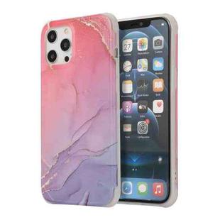 For iPhone 13 Pro Four Corners Shocproof Flow Gold Marble IMD Back Cover Case (Magenta)