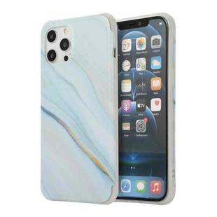 For iPhone 13 Pro Four Corners Shocproof Flow Gold Marble IMD Back Cover Case (Blue)