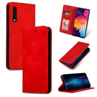 Retro Skin Feel Business Magnetic Horizontal Flip Leather Case for Galaxy A50/A30S/A505/A50S(Red)