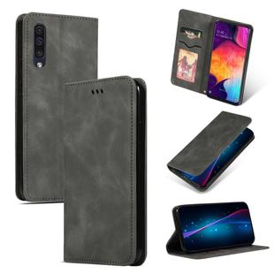 Retro Skin Feel Business Magnetic Horizontal Flip Leather Case for Galaxy A50/A30S/A505/A50S(Dark Gray)