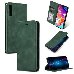 Retro Skin Feel Business Magnetic Horizontal Flip Leather Case for Samsung Galaxy A70(Army Green)