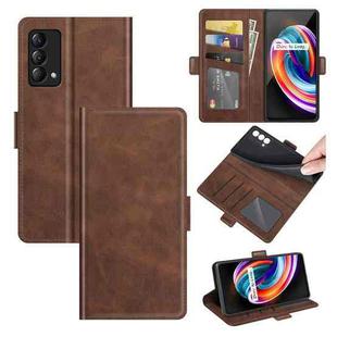 For OPPO Realme Q3 Pro Carnival Dual-side Magnetic Buckle Horizontal Flip Leather Case with Holder & Card Slots & Wallet(Brown)