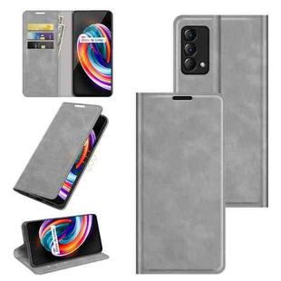 For OPPO Realme Q3 Pro Carnival Retro-skin Business Magnetic Suction Leather Case with Holder & Card Slots & Wallet(Grey)