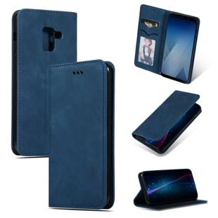 Retro Skin Feel Business Magnetic Horizontal Flip Leather Case for Samsung Galaxy A8 Plus 201 (Navy Blue)