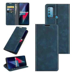 For wiko Power U30 Retro-skin Business Magnetic Suction Leather Case with Holder & Card Slots & Wallet(Dark Blue)