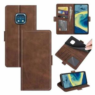 For Nokia XR20 Dual-side Magnetic Buckle Horizontal Flip Leather Case with Holder & Card Slots & Wallet(Brown)