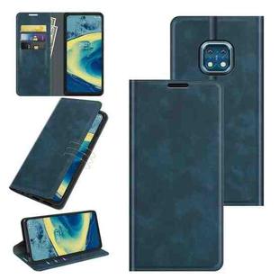 For Nokia XR20 Retro-skin Business Magnetic Suction Leather Case with Holder & Card Slots & Wallet(Dark Blue)