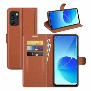 For OPPO Reno6 Z Litchi Texture Horizontal Flip Protective Case with Holder & Card Slots & Wallet(Brown)