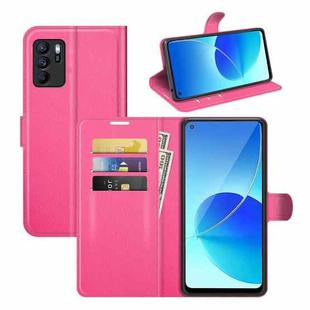 For OPPO Reno6 Z Litchi Texture Horizontal Flip Protective Case with Holder & Card Slots & Wallet(Rose red)