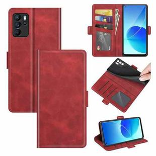 For OPPO Reno6 Z Dual-side Magnetic Buckle Horizontal Flip Leather Case with Holder & Card Slots & Wallet(Red)