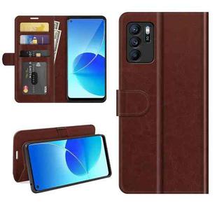 For OPPO Reno6 Z R64 Texture Single Horizontal Flip Protective Case with Holder & Card Slots & Wallet& Photo Frame(Brown)