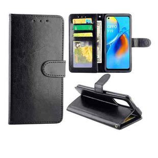 For OPPO F19/A74(4G) Crazy Horse Texture Leather Horizontal Flip Protective Case with Holder & Card Slots & Wallet & Photo Frame(Black)