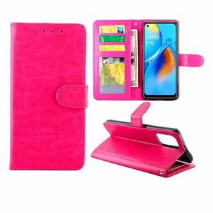 For OPPO F19/A74(4G) Crazy Horse Texture Leather Horizontal Flip Protective Case with Holder & Card Slots & Wallet & Photo Frame(Magenta)