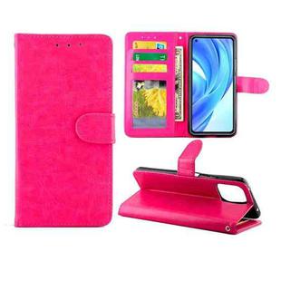 For Xiaomi Mi 11 Lite (4G/5G) Crazy Horse Texture Leather Horizontal Flip Protective Case with Holder & Card Slots & Wallet & Photo Frame(Magenta)