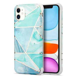 For iPhone 13 Pro Electroplating Matching Marble IMD Four-Corner TPU Shockproof Case(Green)