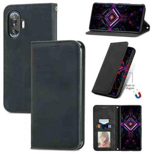 For Xiaomi Redmi K40 Gaming Retro Skin Feel Business Magnetic Horizontal Flip Leather Case with Holder & Card Slots & Wallet & Photo Frame(Black)